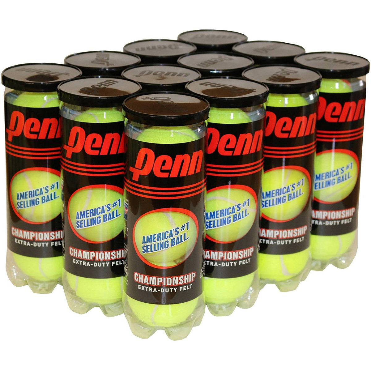 Penn Championship Extra Duty Tennis Balls - 12 Can Pack - front