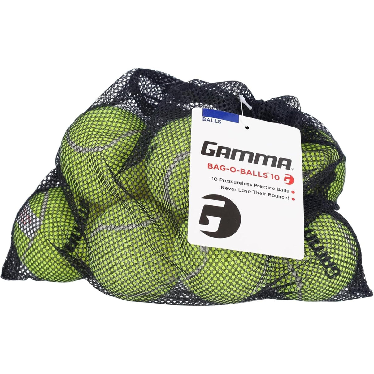 Mesh bag filled with practice tennis balls, designed for training and long-lasting play with pressureless construction.