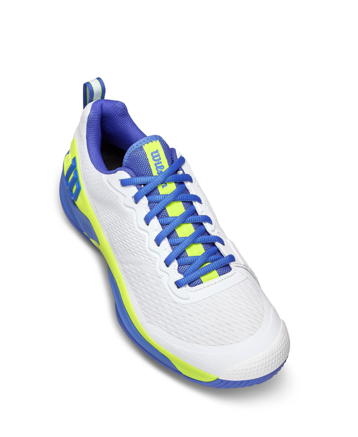 Wilson Rush Pro 4.5 Mens Tennis Shoes, White/Amparo Blue/Safety Yellow, Size 14 - alternate view 4