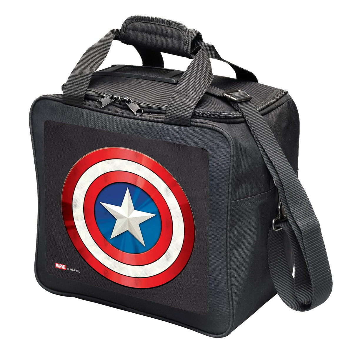 KR Strikeforce Marvel Bowling Ball Tote Bag with Inside Shoe Storage and Side Accessory Pocket (Captain America) - view 2