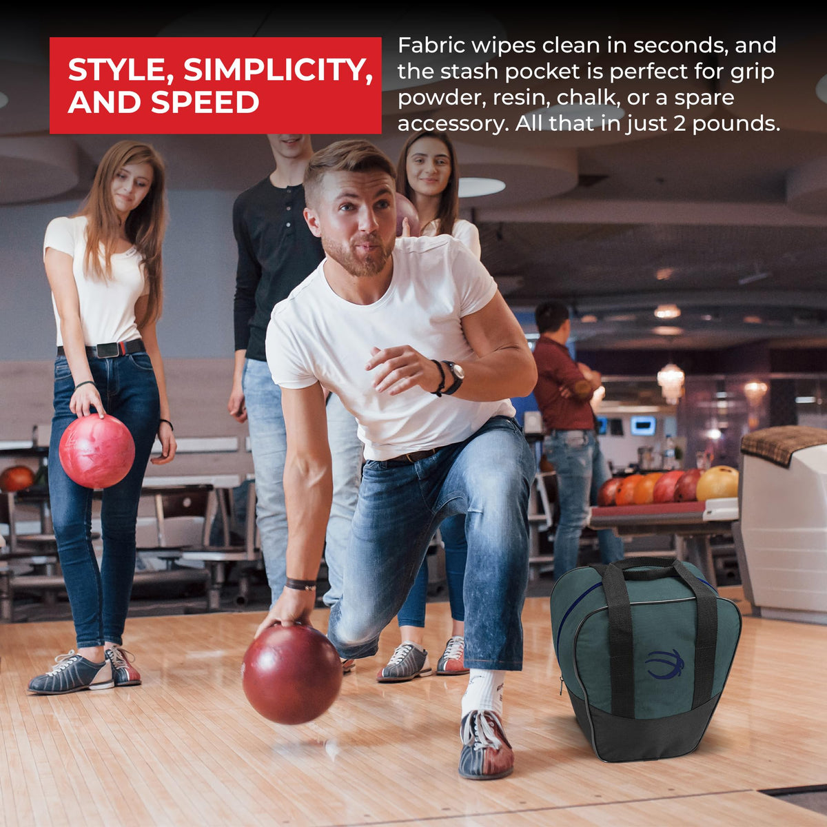 BSI Nova Bowling Bag for Men & Women – Single Ball Tote with Compact Shoe & Accessory Storage – Hunter/Black - view 2
