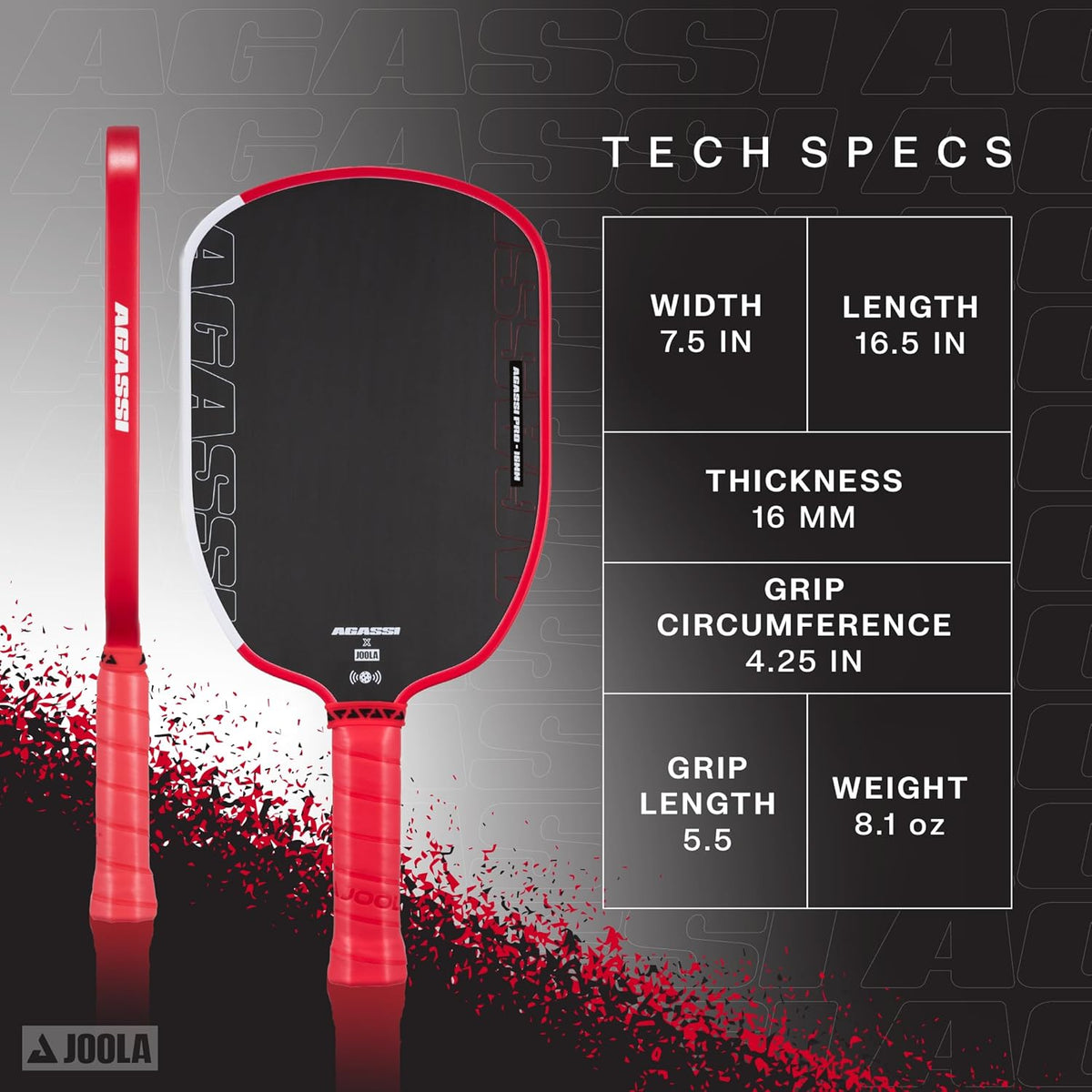 JOOLA Agassi Pro 16mm Pickleball Paddle product image