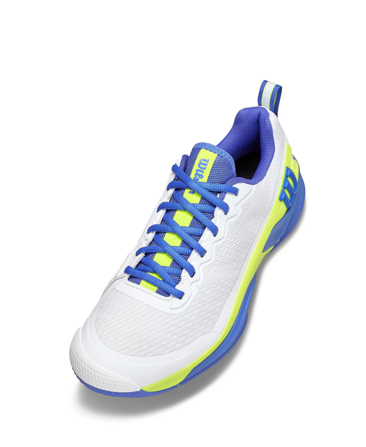 Wilson Rush Pro 4.5 Mens Tennis Shoes, White/Amparo Blue/Safety Yellow, Size 14 - alternate view 2