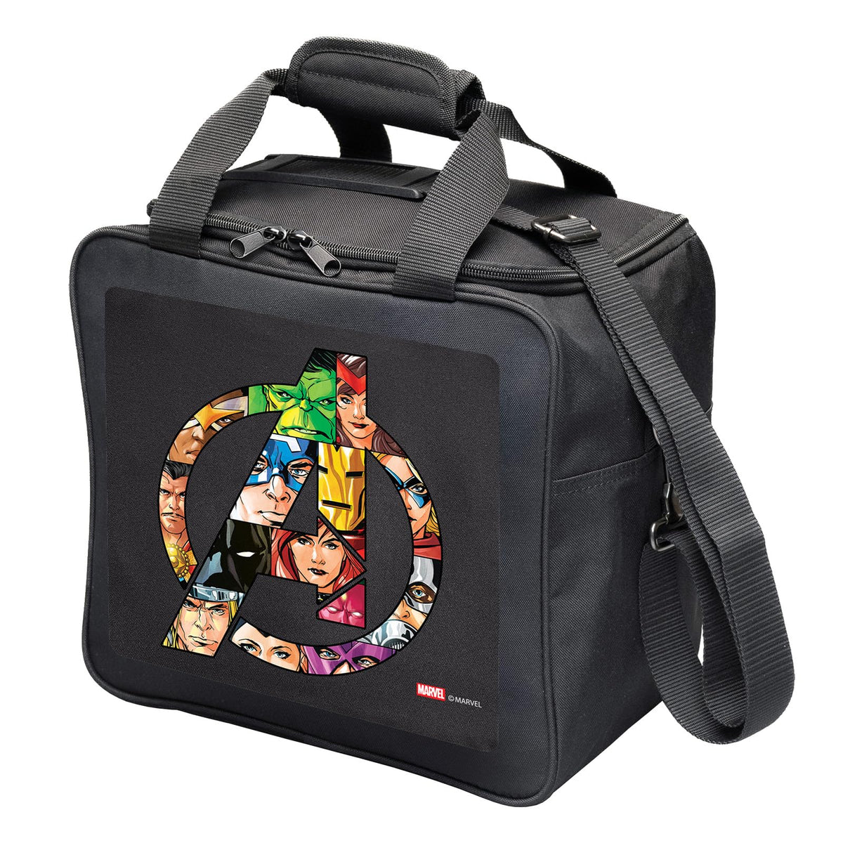 KR Strikeforce Marvel Bowling Ball Tote Bag with Inside Shoe Storage and Side Accessory Pocket (Avengers Logo) - view 2