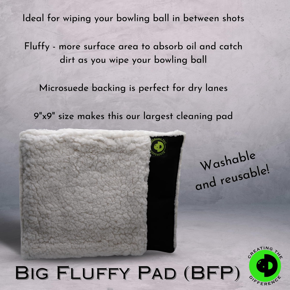 Creating the Difference CTD Big Fluffy Pad (BFP) Washable Microfiber Bowling Ball Shammy Towel - view 2