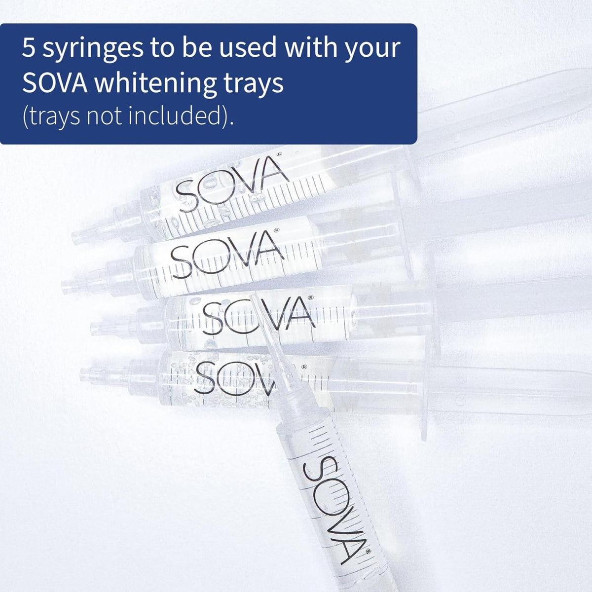 Pack of five dental gel syringes for sensitive teeth treatment without peroxide.