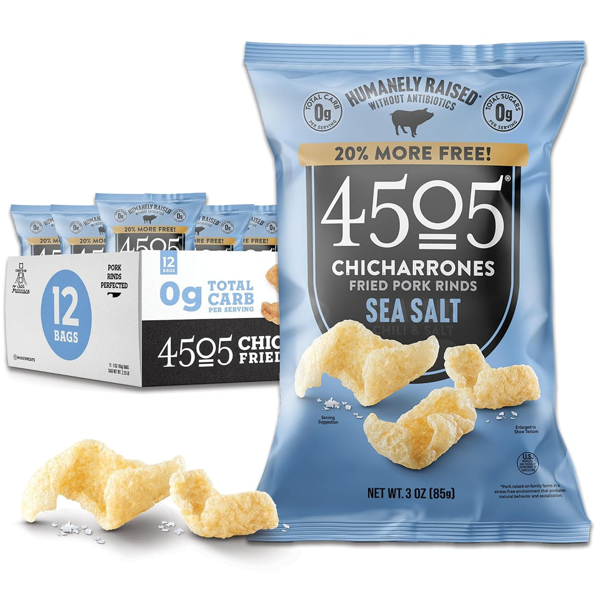 4505 Sea Salt Chicharrones, 3 oz (Case of 12)
