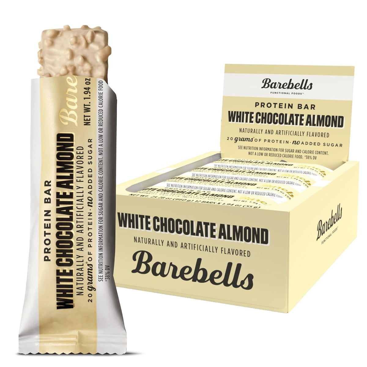 Barebells White Chocolate Almond Protein Bar, 1.94 oz (Case of 12)