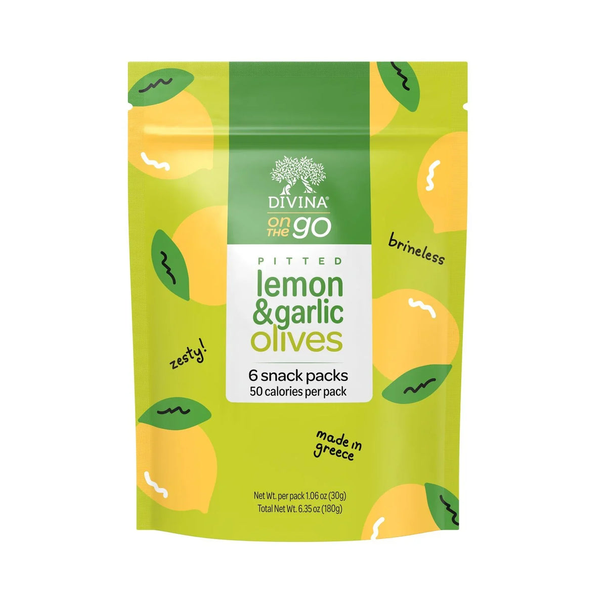 Divina Pitted Lemon Garlic Olives, 6.35 oz (Case of 6)