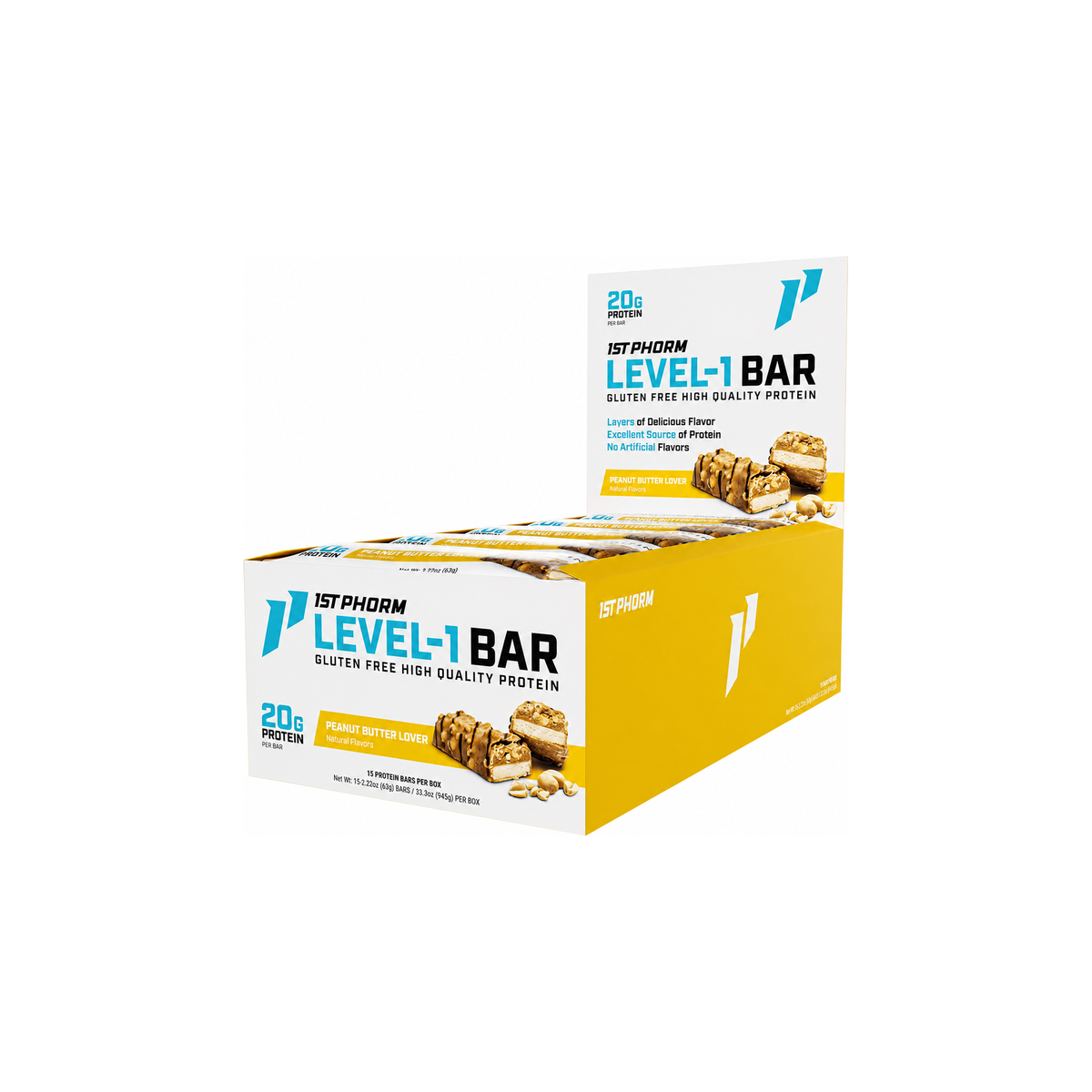 1st Phorm Level-1 Peanut Butter Lover Protein Bars 15-count box