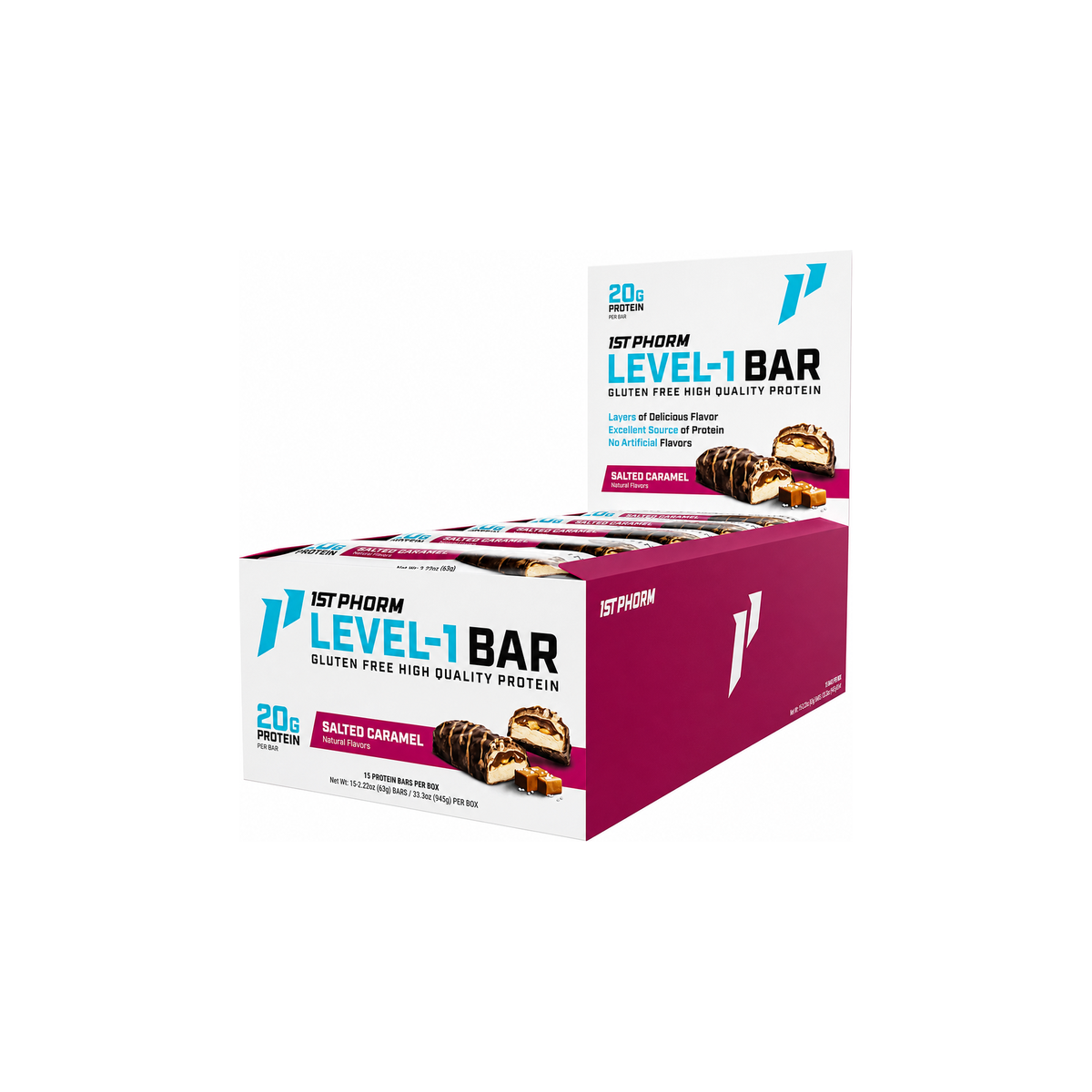 1st Phorm Level-1 Salted Caramel Protein Bars 15-count box