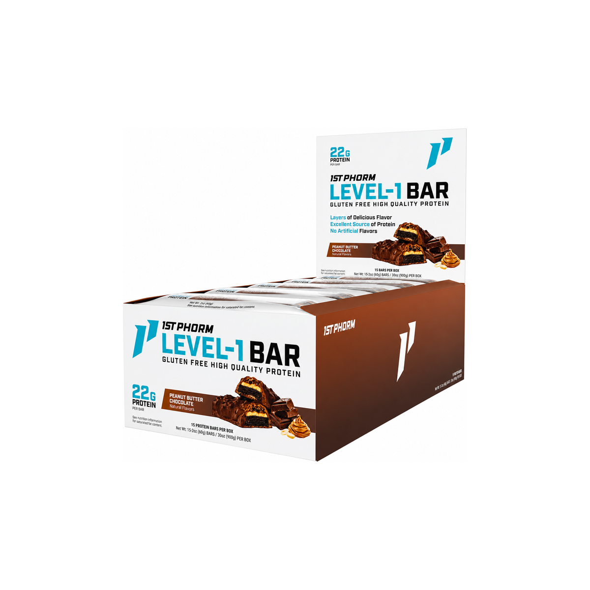 1st Phorm Level-1 Chocolate Peanut Butter Protein Bars 15-count box
