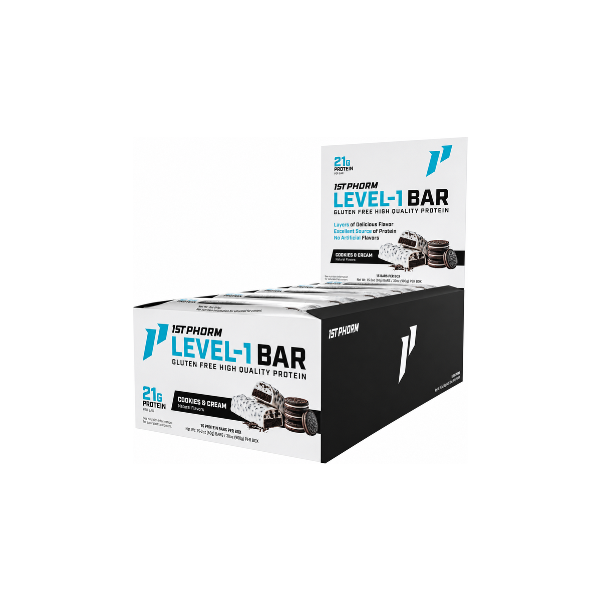 1st Phorm Level-1 Cookies and Cream Protein Bars 15-count box