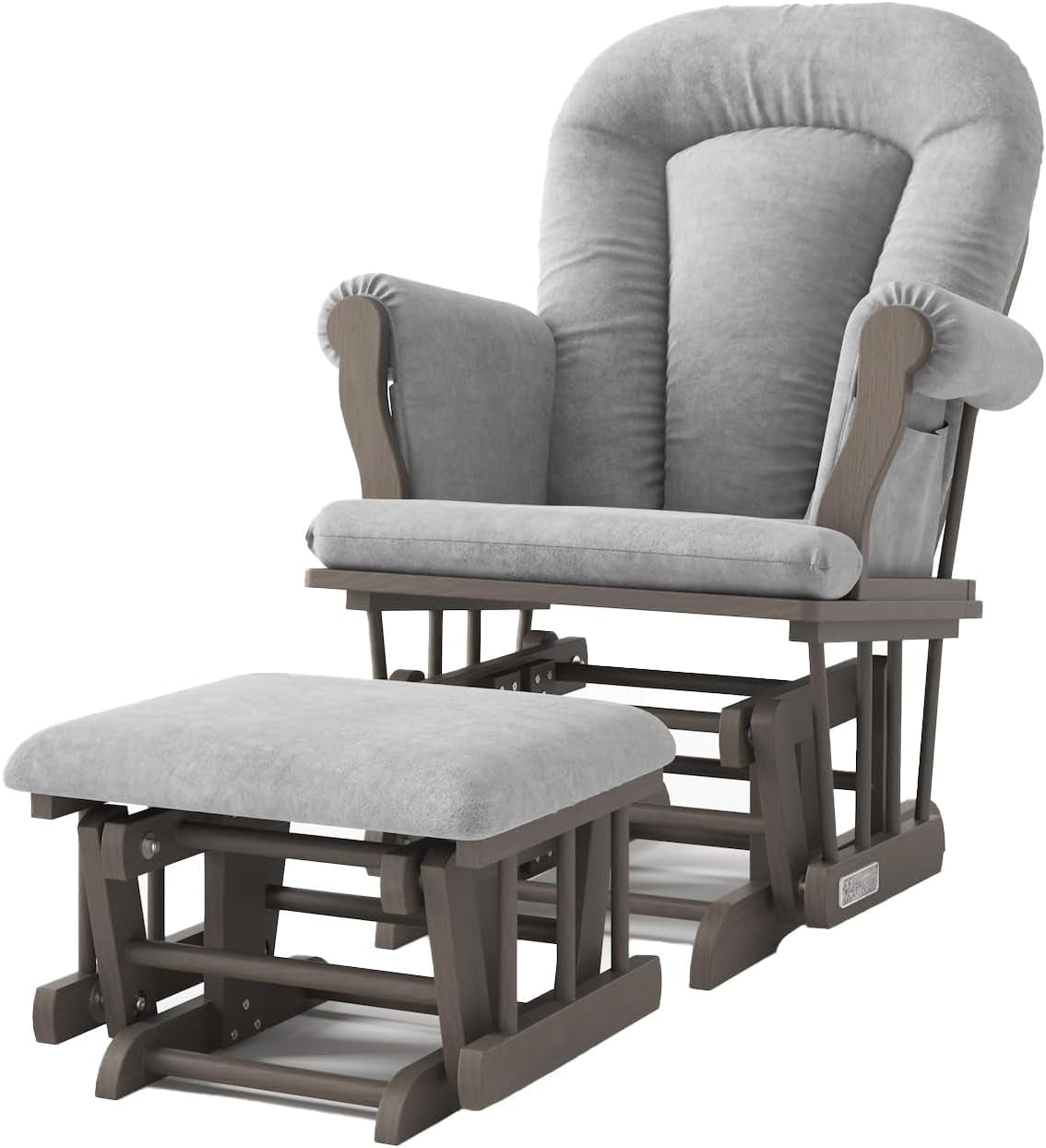 Glider & Ottoman Set, Nursery Gliding Chair with Storage Pockets - View 9