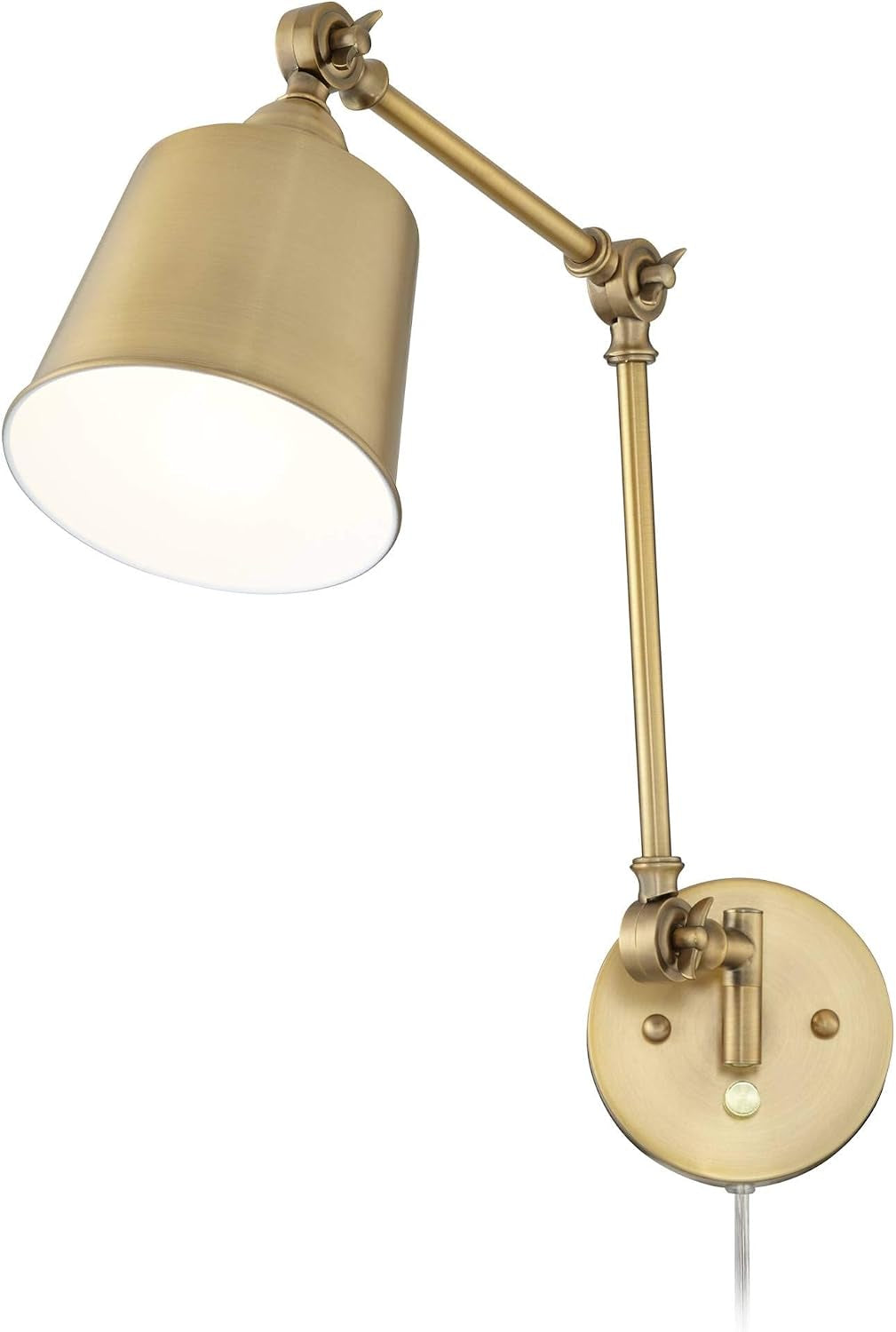 Antique Brass Swing-Arm Plug-In Wall Lamps, Set of 2 (Dimmable) - View 9