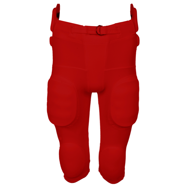 Martin Sports Integrated Lycra Football Pants, 7 Pad Set Sewn In in Red Adult 2XL - Front View