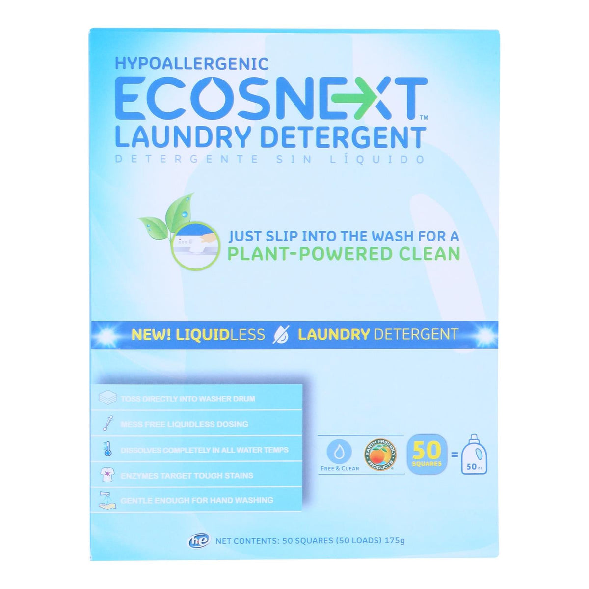 ECOS Next Free & Clear Laundry Detergent, 50 ct (Case of 10)