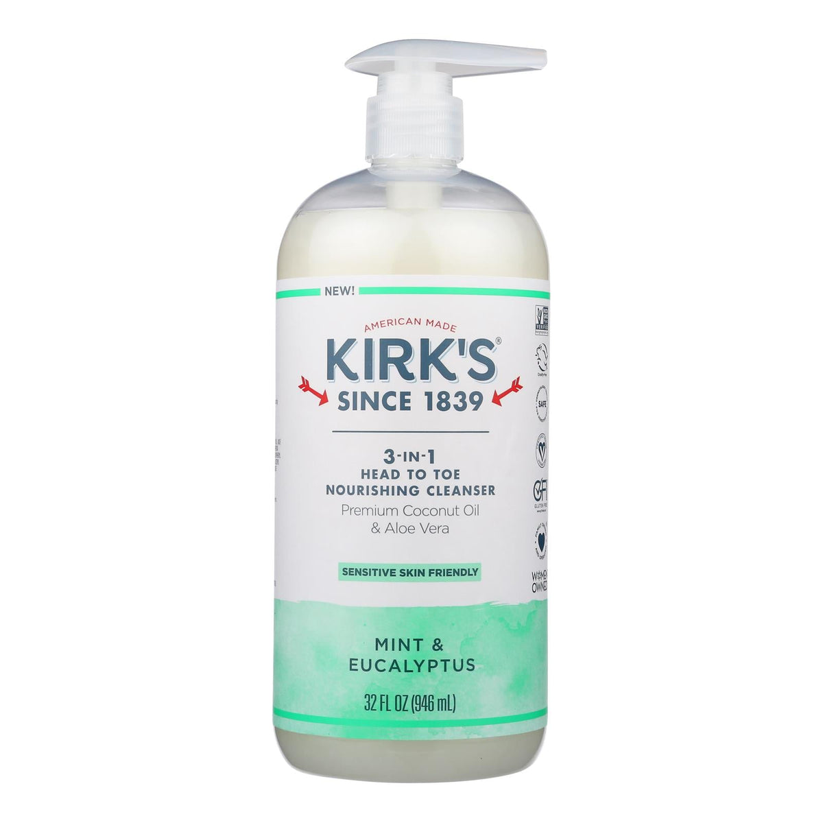 Kirk's Eucalyptus Mint 3-in-1 Cleanser, 32 fl oz
