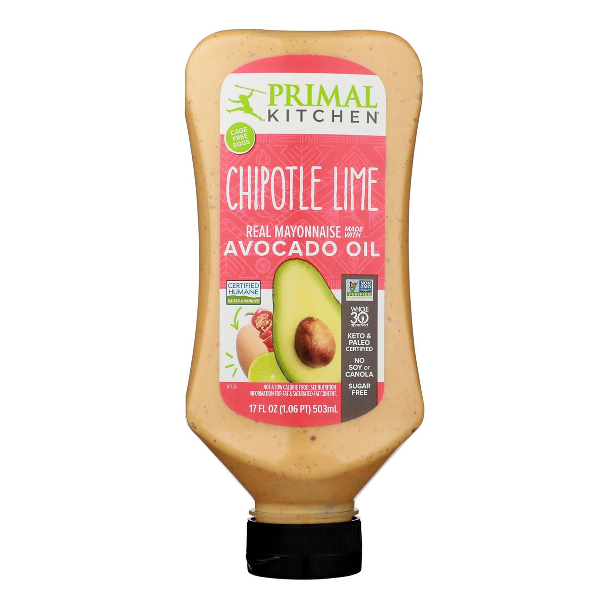 Primal Kitchen Avocado Chipotle Lime Mayo Squeeze, 17 fl oz (Case of 6)