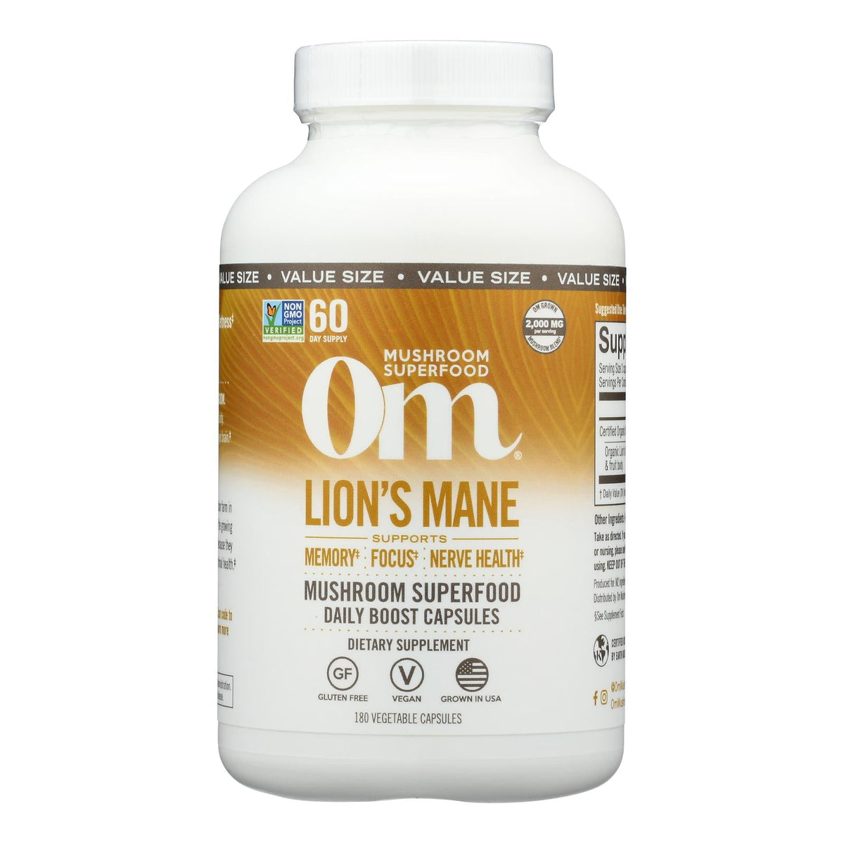 Om Lion's Mane Mushroom Superfood, 180 ct