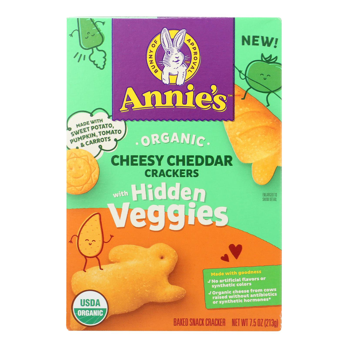 Annie's Cheddar & Hidden Veggie Crackers, 7.5 oz (Case of 12)
