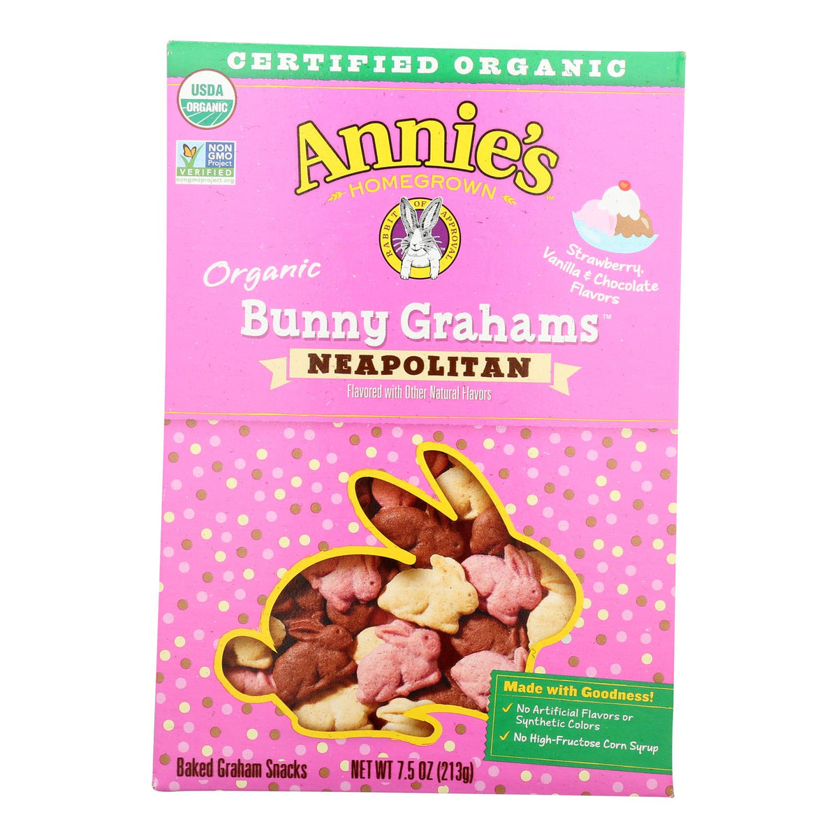 Annie's Neapolitan Bunnies Crackers, 7.5 oz (Case of 12)