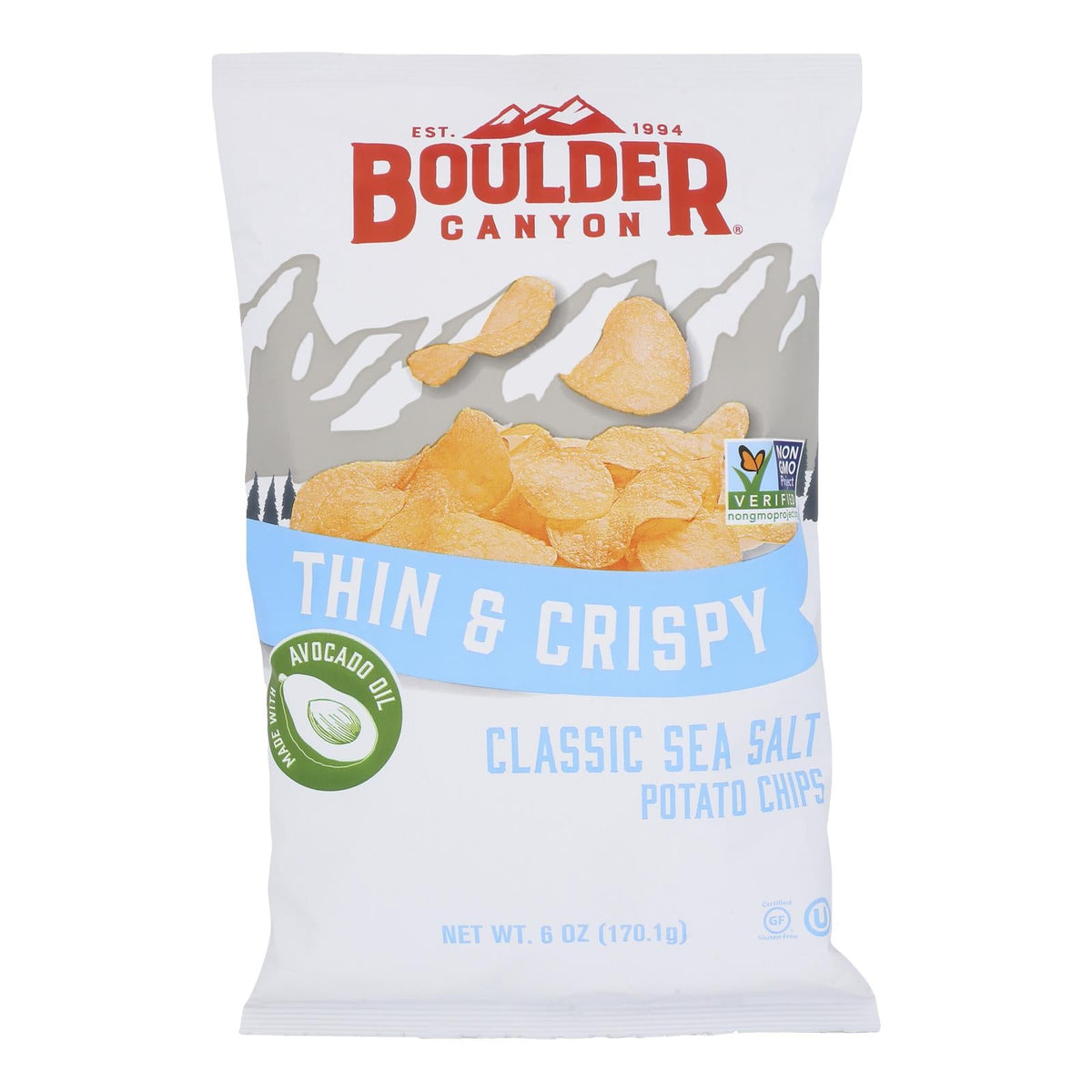 Boulder Canyon Sea Salt Avocado Oil Chips, 6 oz (Case of 12)