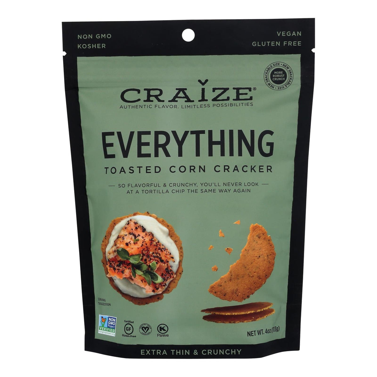 Craize Everything Toasted Corn Crackers, 4 oz (Case of 6)