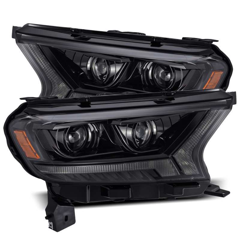 AlphaRex 19-21 Ford Ranger LUXX LED Proj Headlights Plank Style Alpha Black w/Seq Signal/DRL - View 7