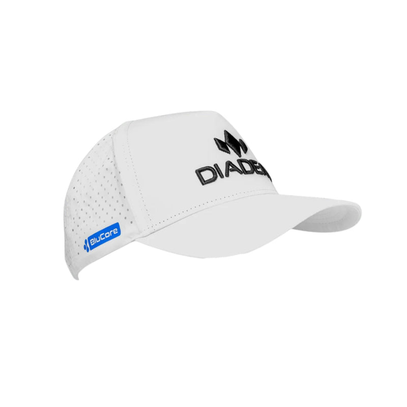 Diadem F45 perforated performance logo hat featuring a curved brim, structured front panel, breathable perforated sides, and embroidered logo, shown at an angled view.