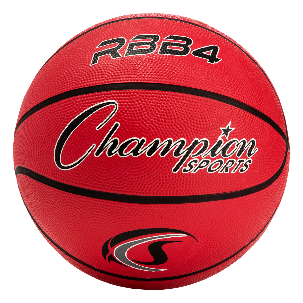Champion Sports Intermediate Rubber Basketball, Size 6 in Red - Front View