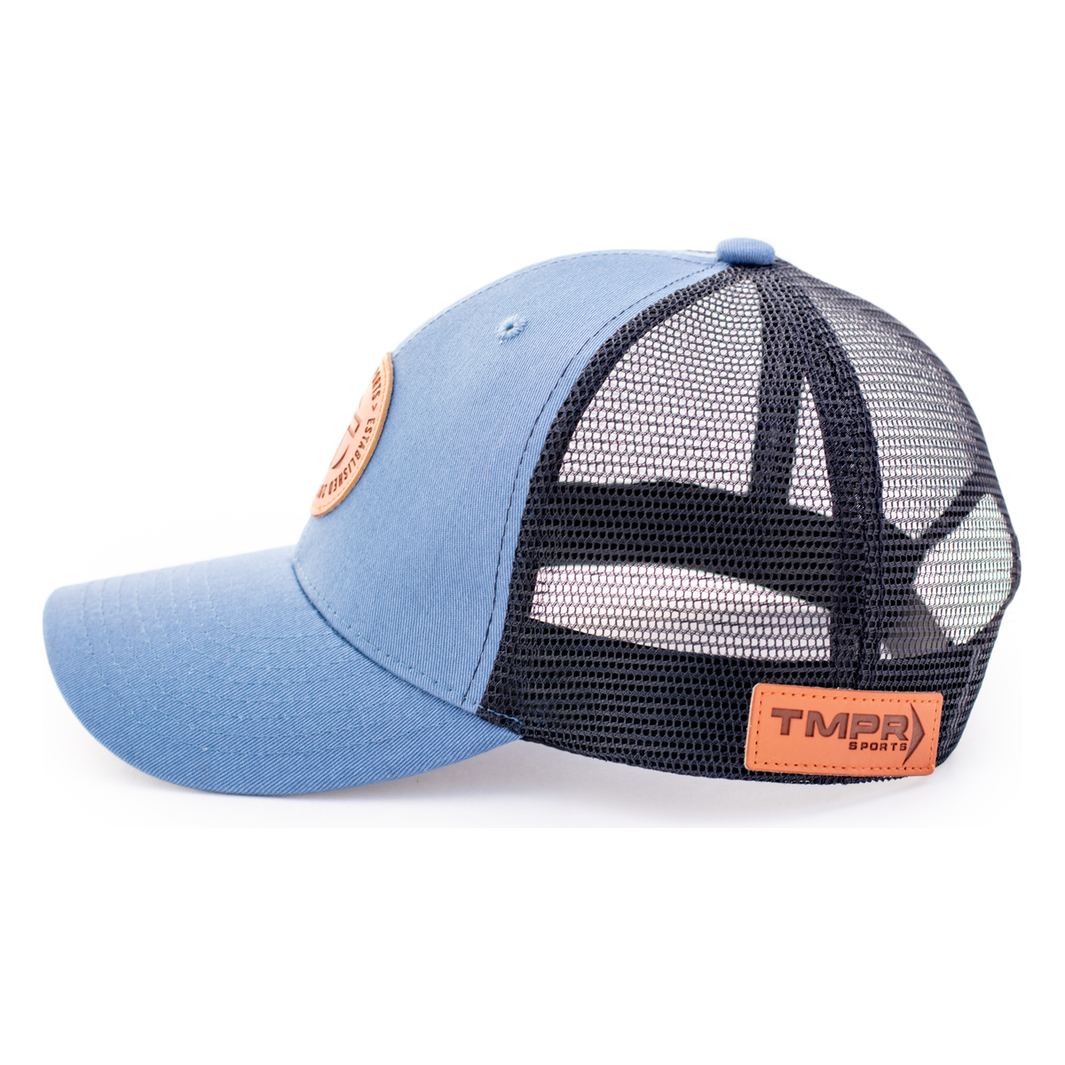 TMPR Legacy Trucker Cap, Blue and Black - Detail View 5