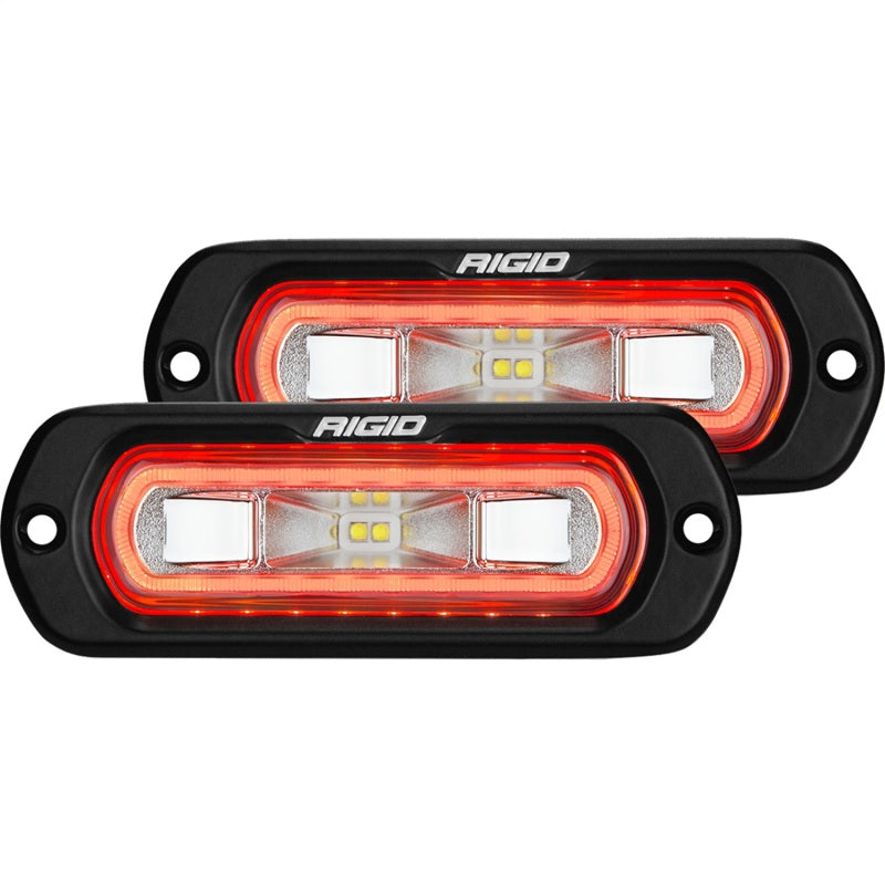 Rigid Industries SR-L Series Flush Mount LED Spreader Pair w/ Red Halo - Universal - View 3