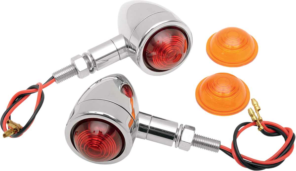 DRAG SPECIALTIES Mini-Bullet Light Kit - Amber and Red for Custom Motorcycles, Part No. 20-65921