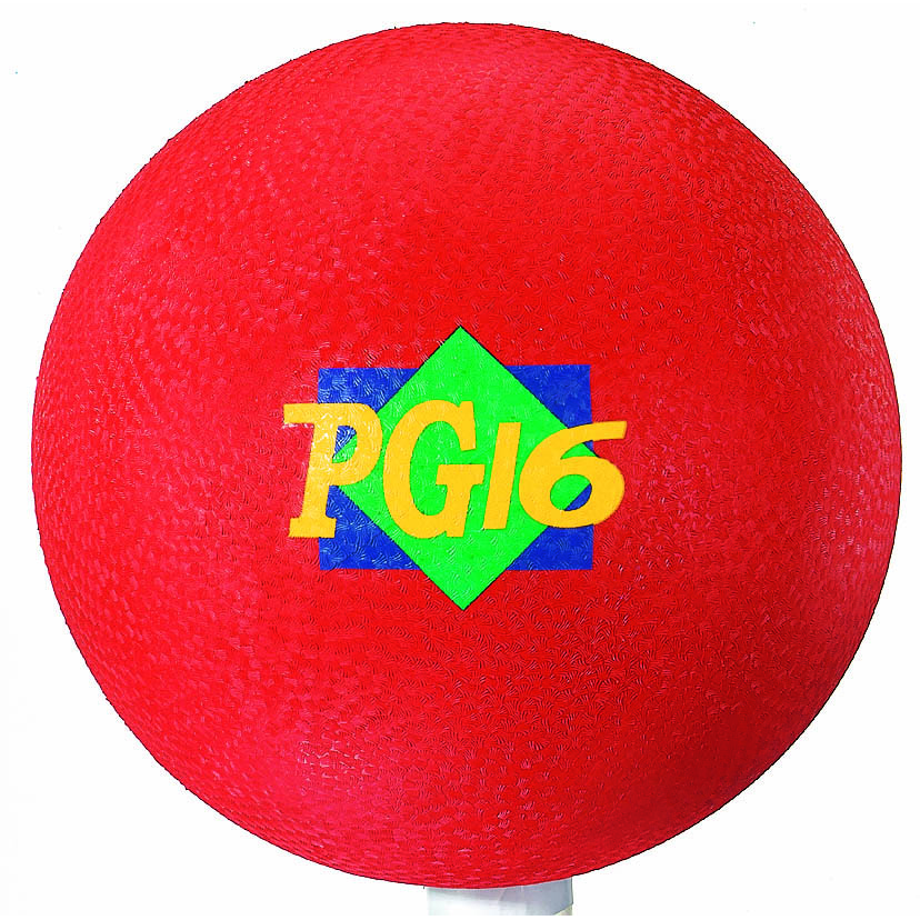 Martin Sports Red Rubber Playground Ball, 16 in - Front View