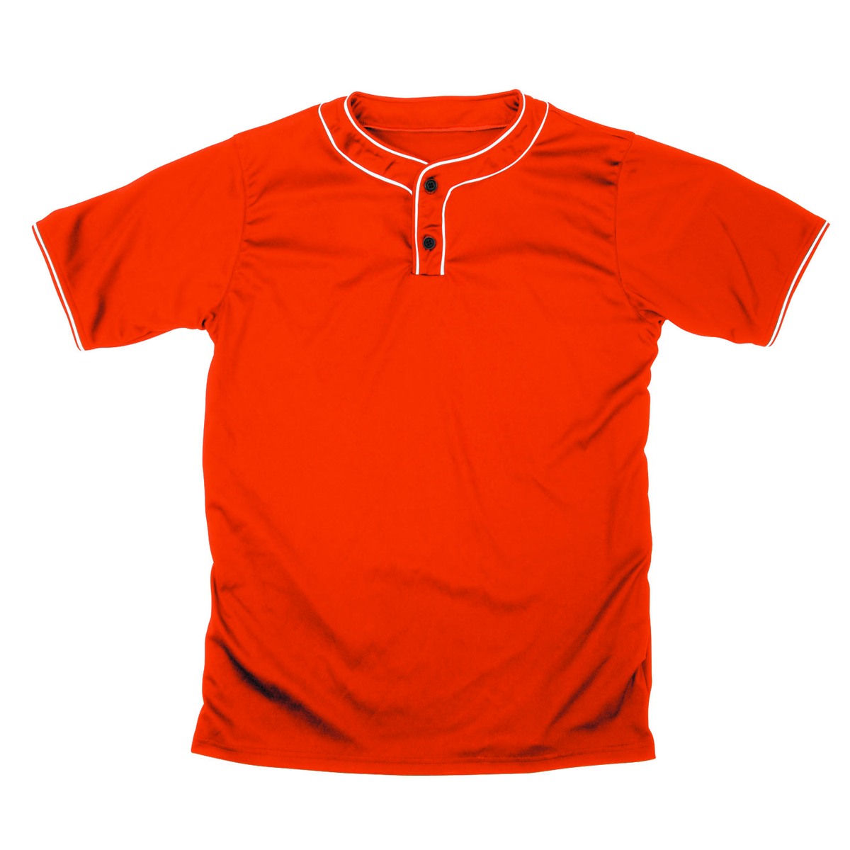 Martin Sports Two Button Baseball Jersey, Moisture Management in Orange/White Adult 2XL - Front View