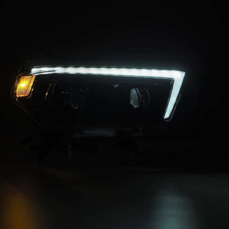 AlphaRex 10-13 Toyota 4Runner PRO-Series Proj Headlights Plank Style Alpha Blk w/Seq Signal/DRL - View 3