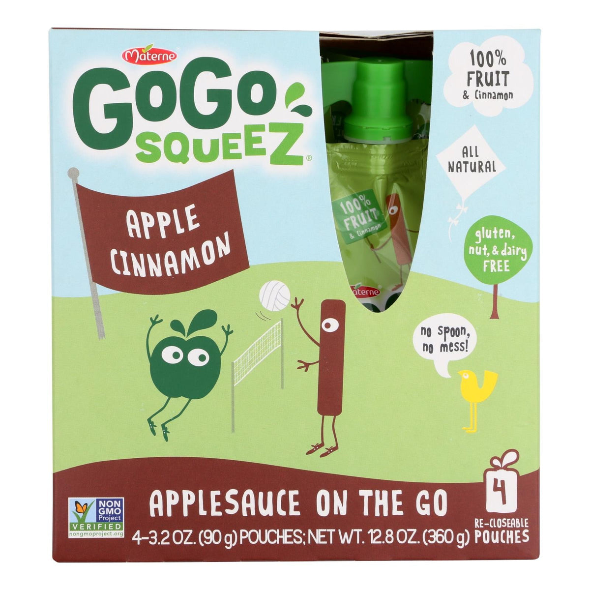 Gogo Squeez Organic (Pack of 12) 3.2 Oz Apple Cinnamon