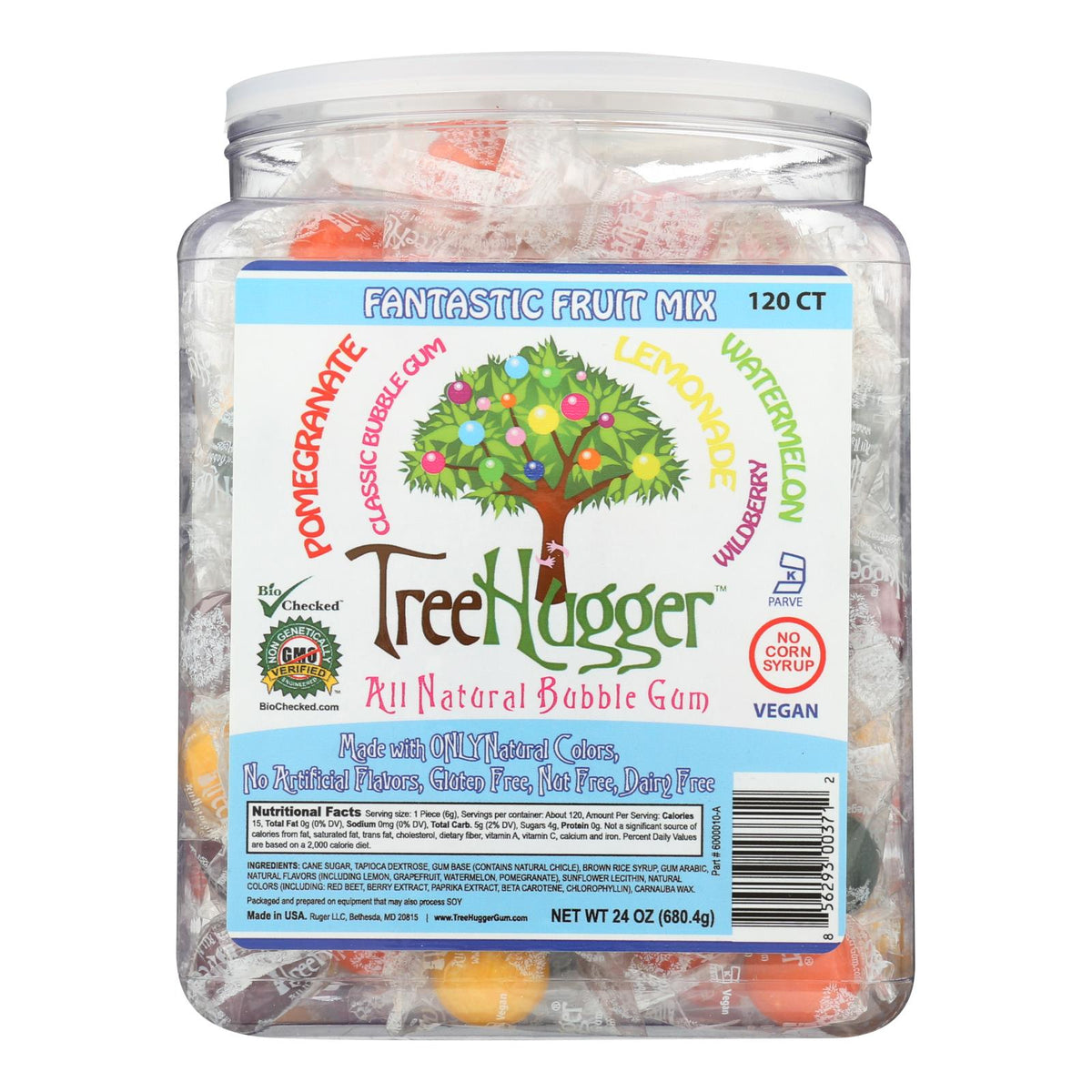 Treehugger Natural Bubble Gum Fantastic Fruit Mix (Pack of 120 Ct)