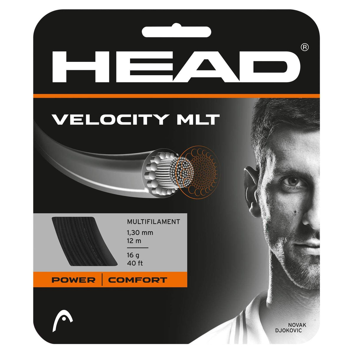 HEAD Velocity MLT 16 Gauge Tennis String Set, Black - packaging