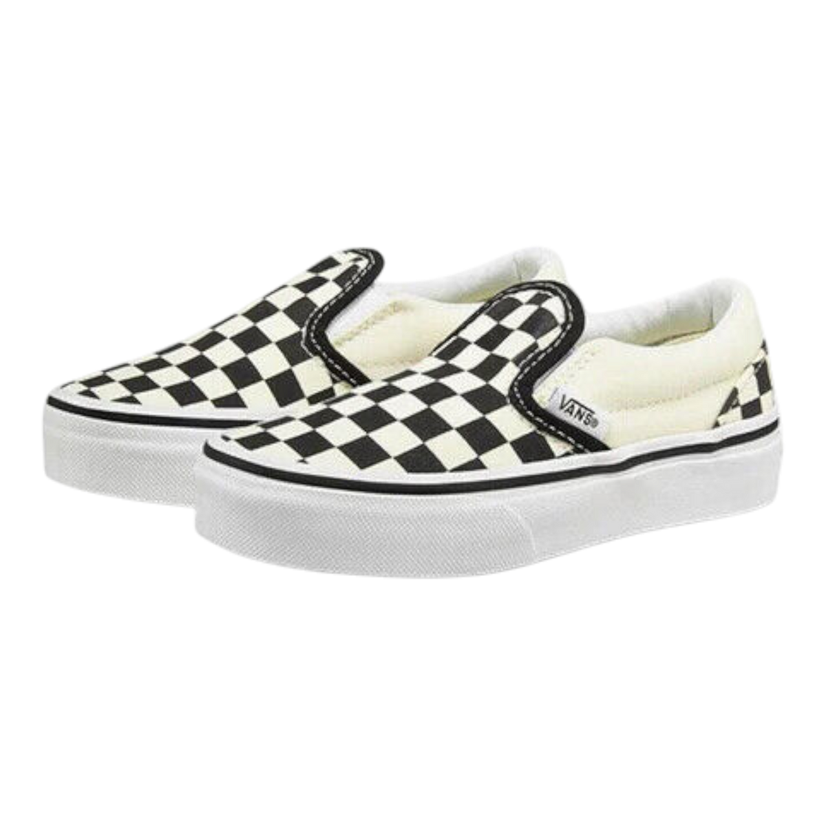 Vans Classic Slip-On Little Kids' (PS) Sneakers — Black/White/Checkerboard Canvas Low-Top