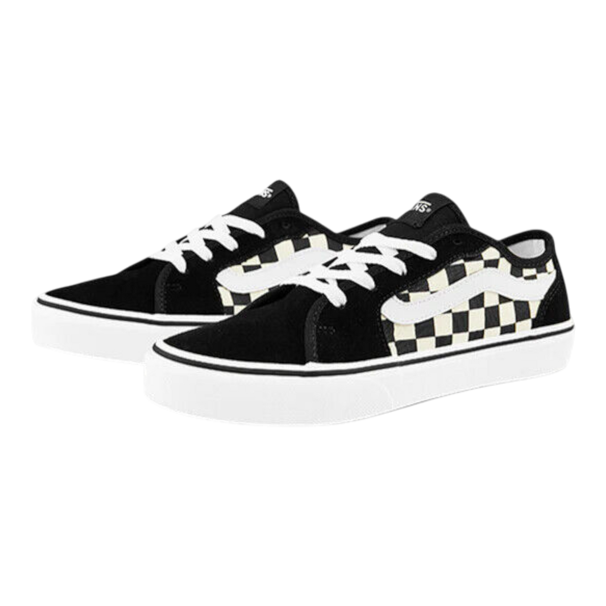 Vans Filmore Decon Women's Sneakers — Black/White/Checkerboard Canvas Low-Top