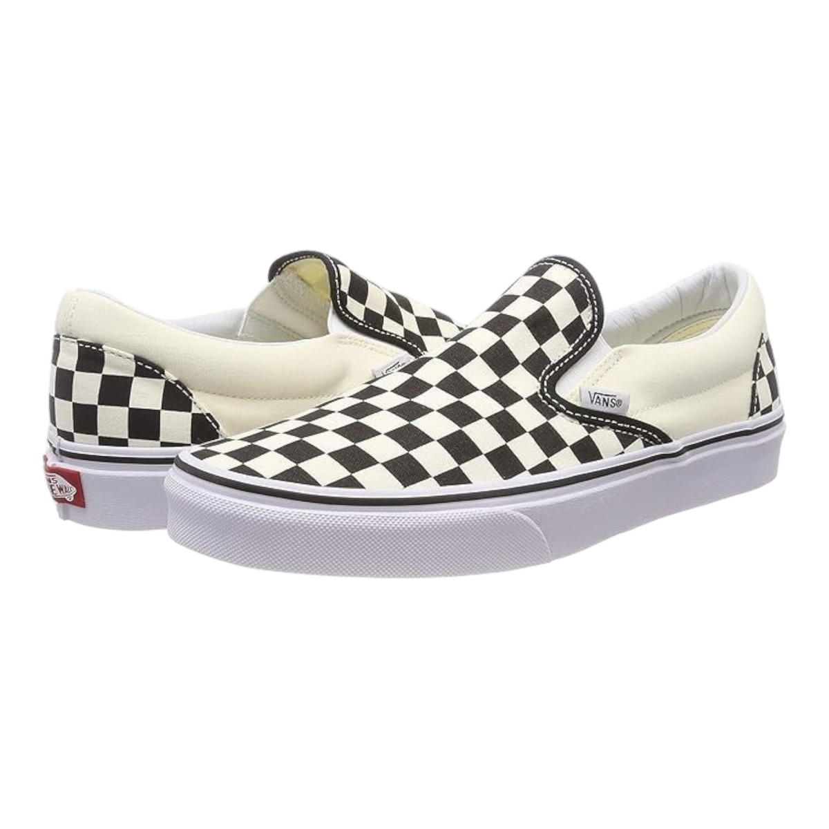Vans Classic Slip-On Men's Sneakers — White/Black Canvas Low-Top