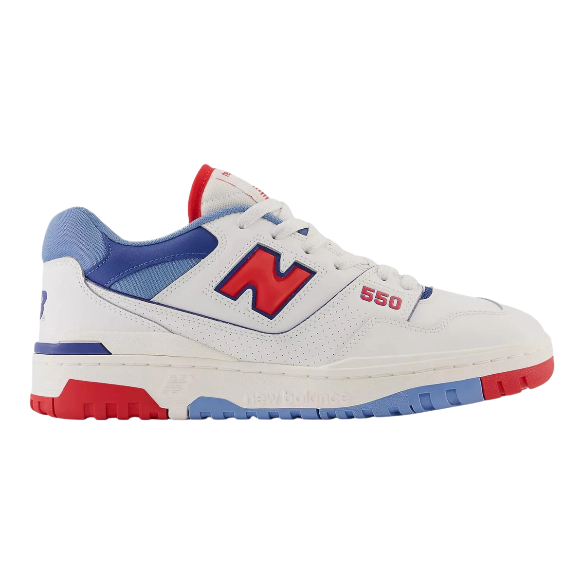 New Balance 550 Men's Sneakers — True Red/White Leather Low-Top