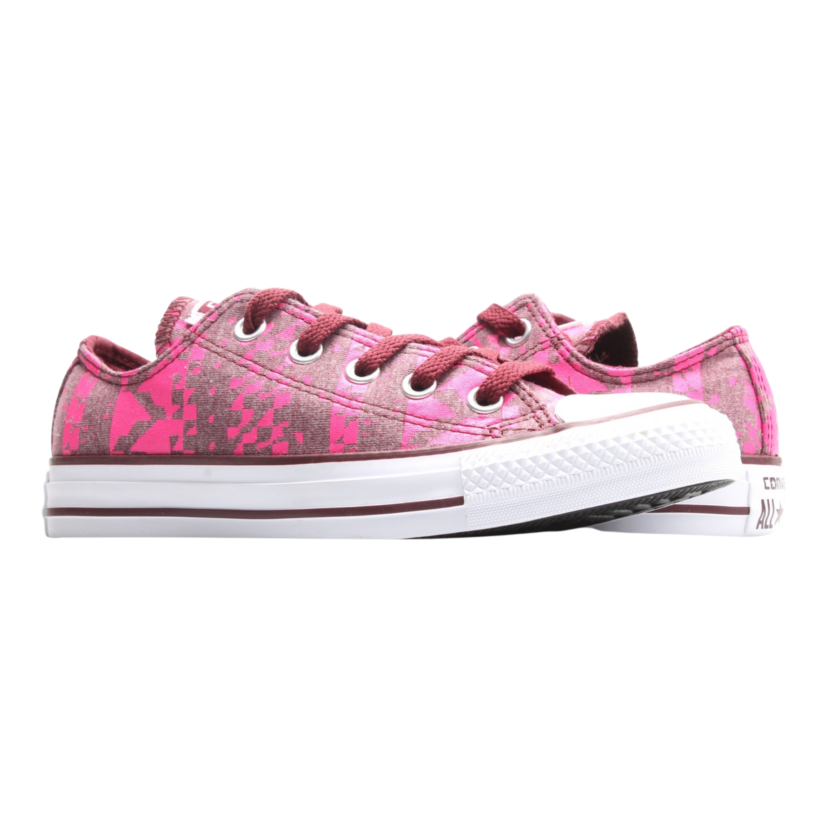 Converse Chuck Taylor All Star Print Bordeau Ox Women's Low-Top Sneakers — Pink Canvas