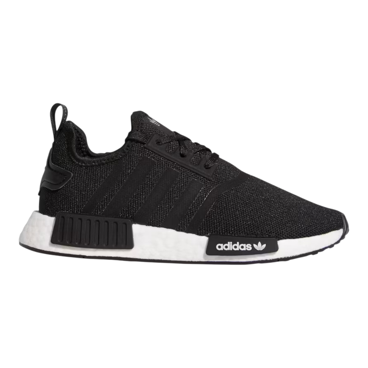 adidas NMD_R1 Little Kids' (PS) Sneakers — Black/White Knit Low-Top