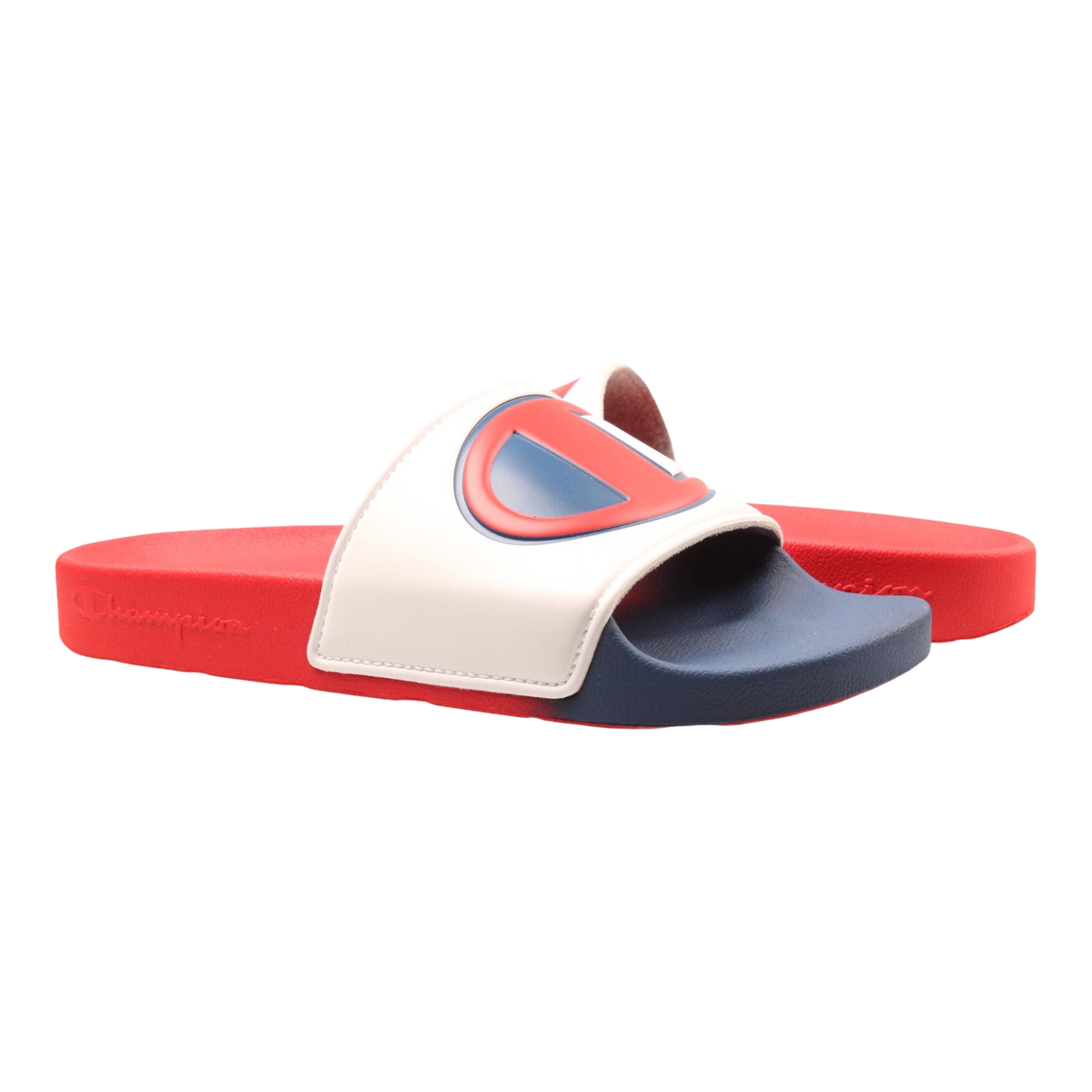Champion Life IPO Split Big Kids' (GS) Slides — White/Multi/Red/Blue