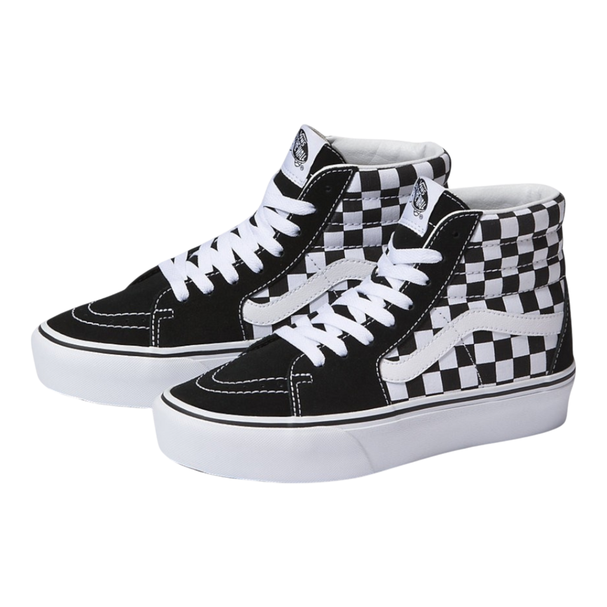 Vans Sk8-Hi Women's Sneakers — Black/White/Checkerboard Suede High-Top