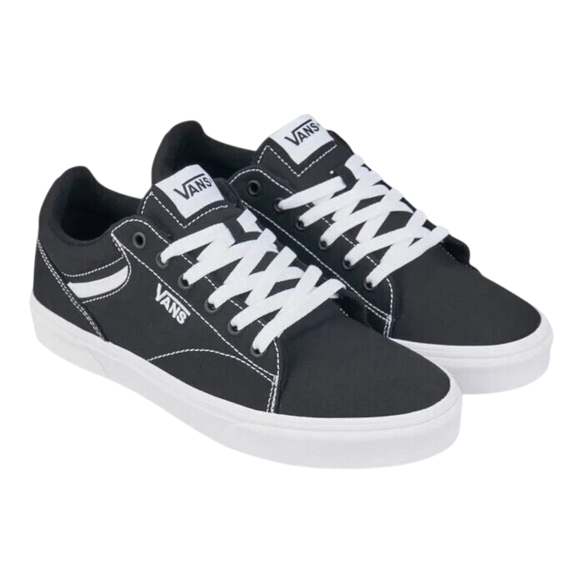 Vans Seldan Men's Sneakers — Black/White Canvas Low-Top