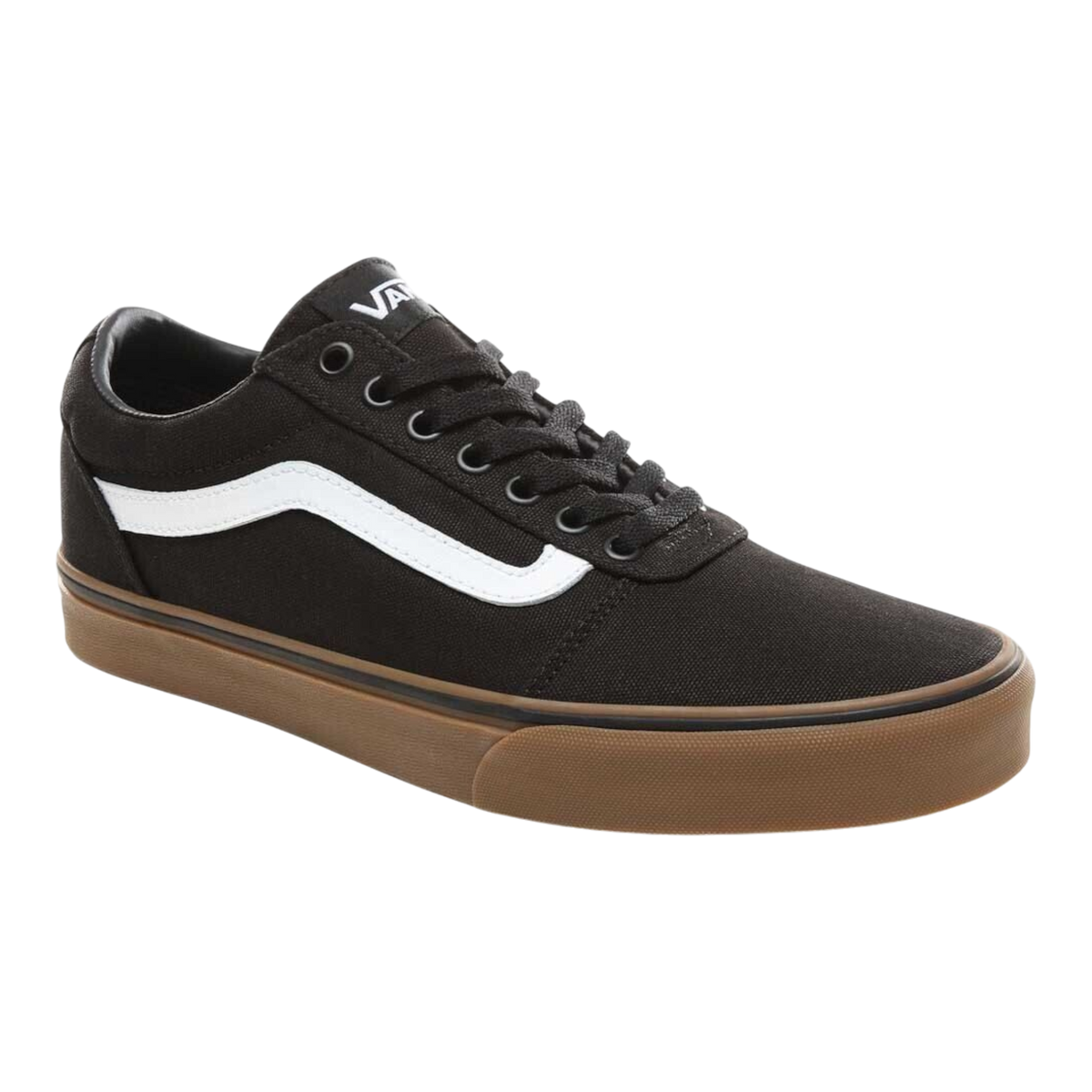 Vans Ward Men's Sneakers — Black/Gum Canvas Low-Top